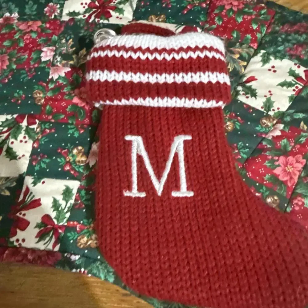 Mini Christmas Stocking Letter M Wondershop Monogram Knit Target Red White 8”